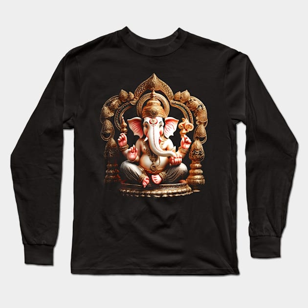 Ganapati Ganesh Chaturthi Hindu Elephant God Photo Long Sleeve T-Shirt by Ravenglow